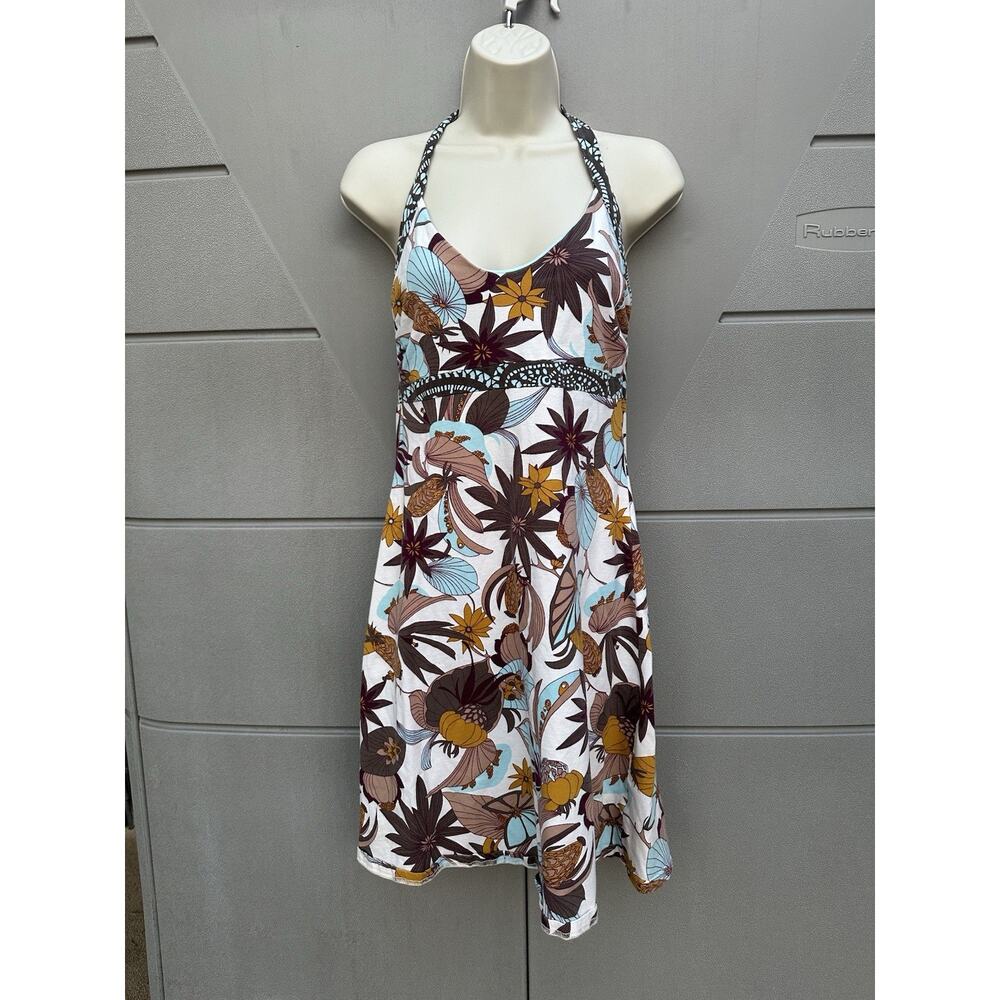 Patagonia Iliana Halter Dress Athletic Beach Resort Floral shelf bra Sz M - Picture 5 of 10